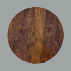 Round walnut coffee table with a drawer, 19th century