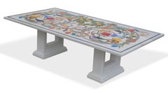 Couchtisch Wohnzimmer Weißer Marmor Inlay Scagliola Handgemacht in Italien von Cupioli