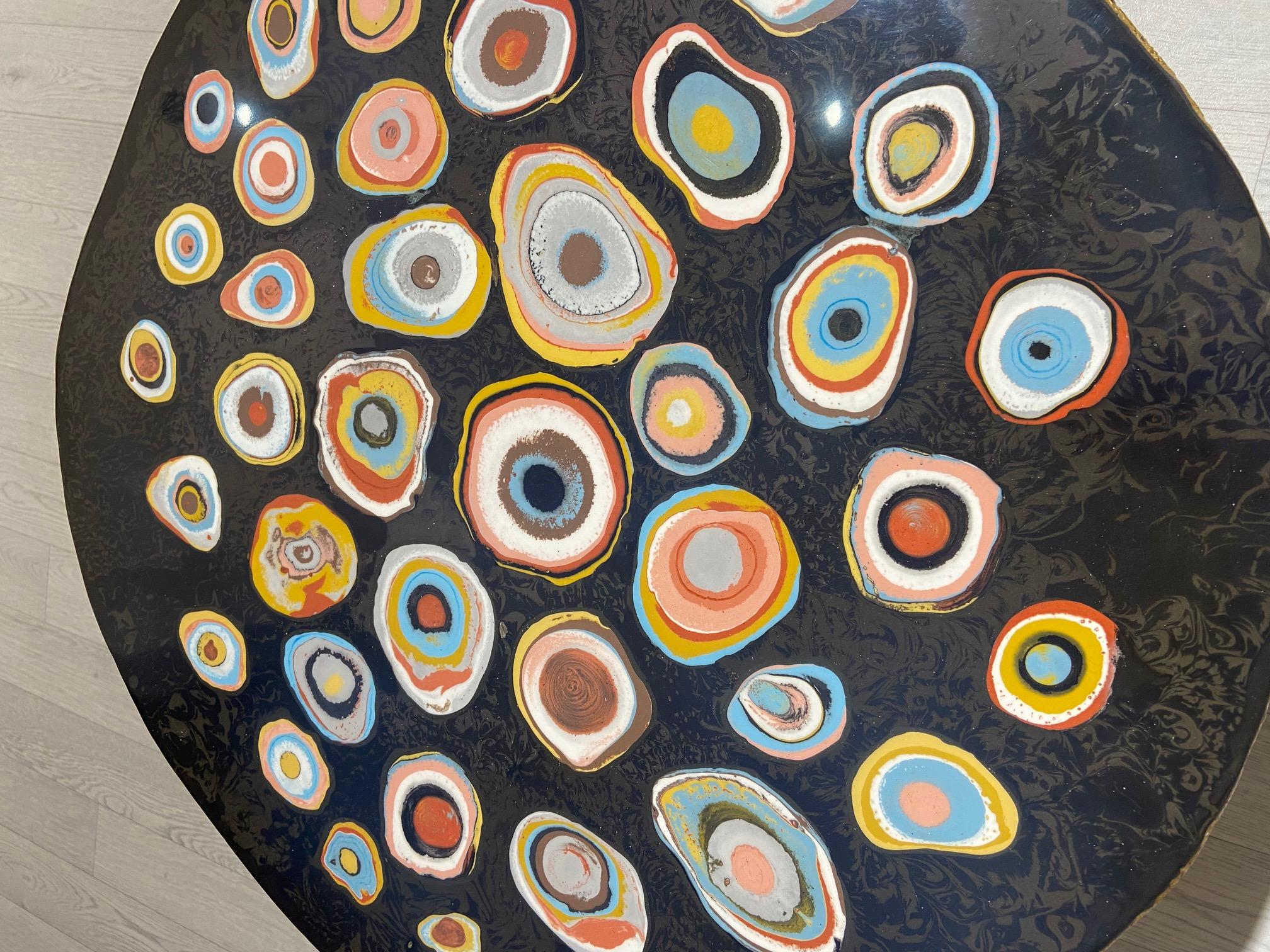 Tavolino Salotto Nero e Oro Decoro Murrine Intarsiato a mano da Cupioli Italia in vendita 3
