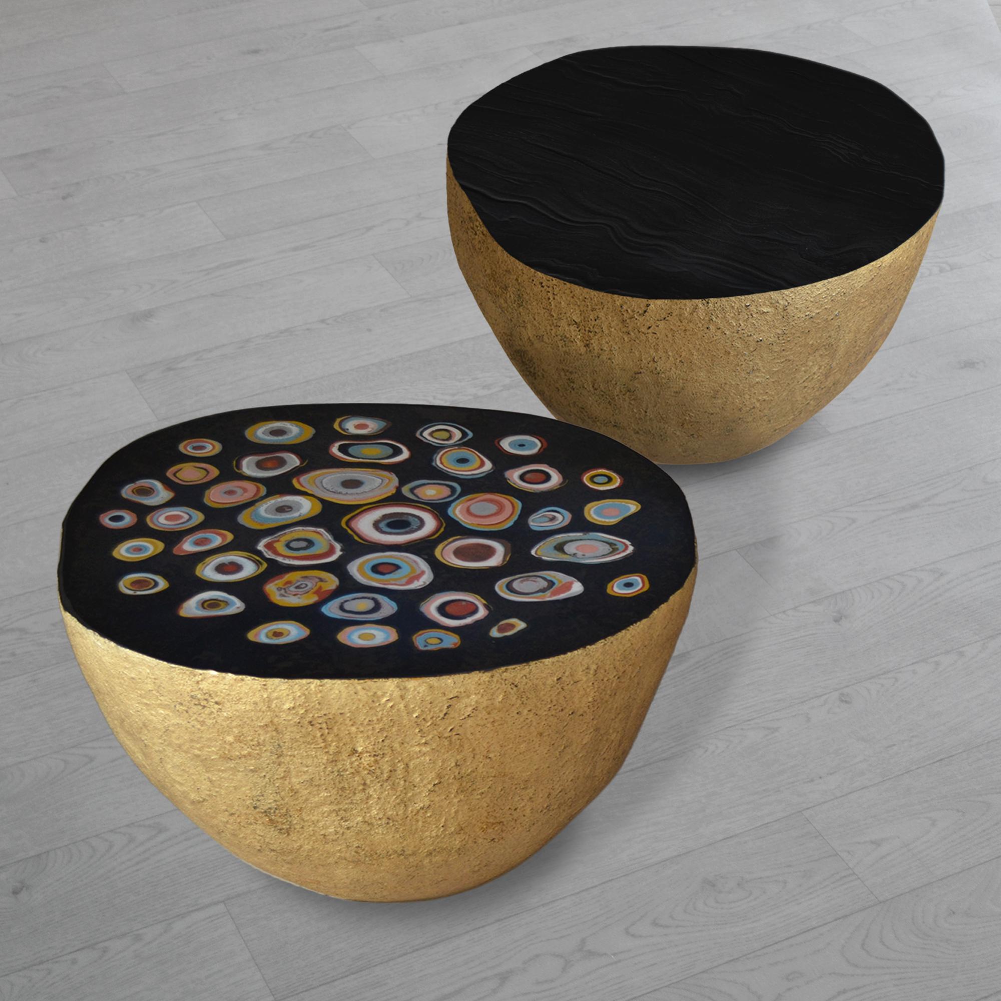 Tavolino Salotto Nero e Oro Decoro Murrine Intarsiato a mano da Cupioli Italia In condizioni Nuovo in vendita a Rimini, IT