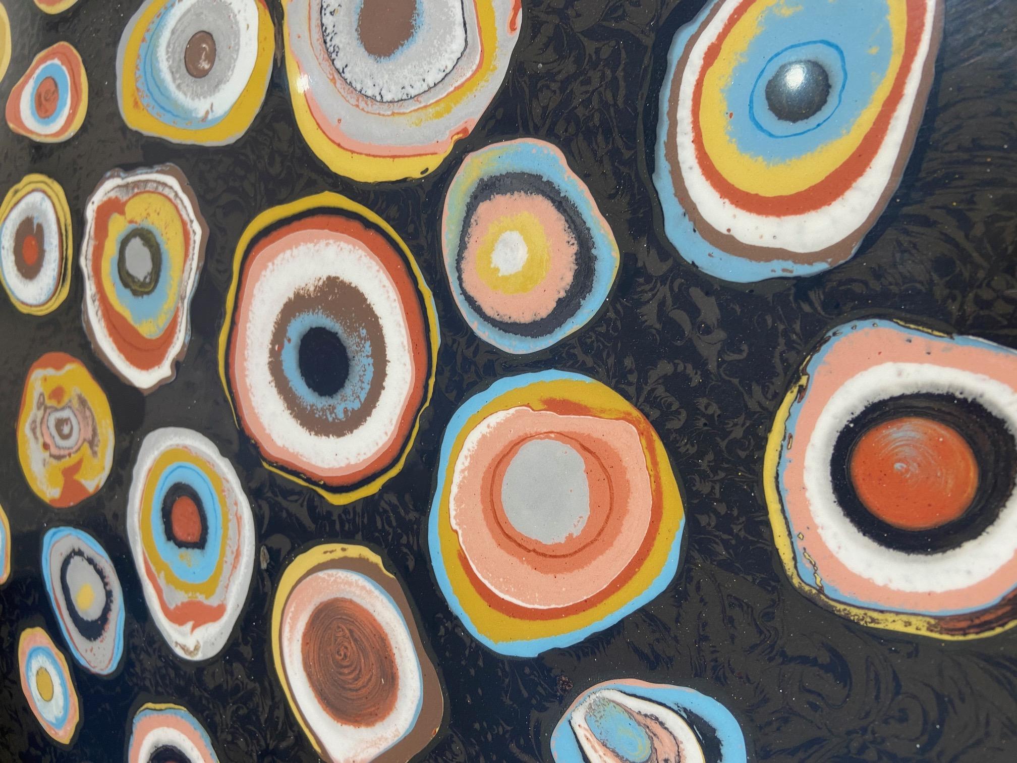 Ceramica Tavolino Salotto Nero e Oro Decoro Murrine Intarsiato a mano da Cupioli Italia in vendita