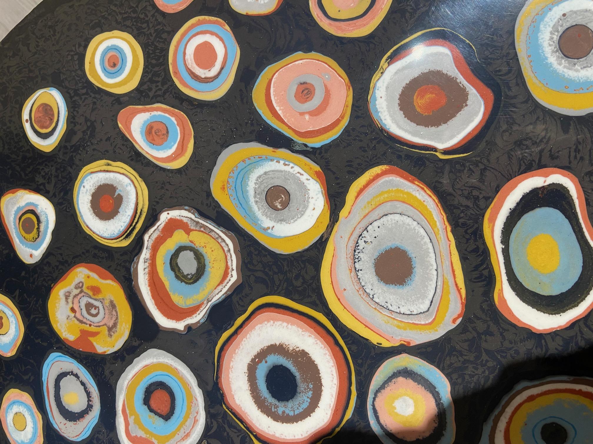 Tavolino Salotto Nero e Oro Decoro Murrine Intarsiato a mano da Cupioli Italia in vendita 1