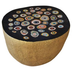 Tavolino Salotto Nero e Oro Decoro Murrine Intarsiato a mano da Cupioli Italia