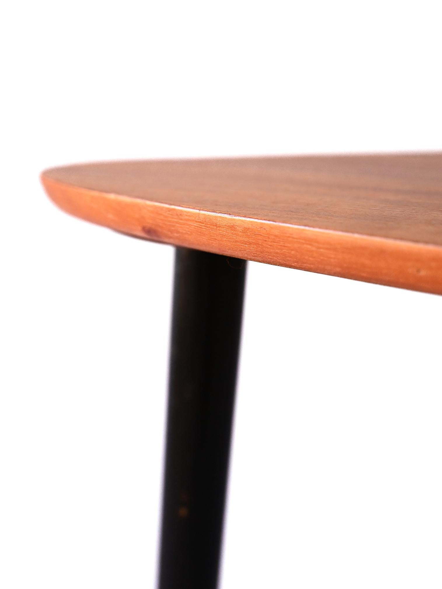 Skandinavischer Couchtisch mit schwarzen Beinen (Teakholz) im Angebot
