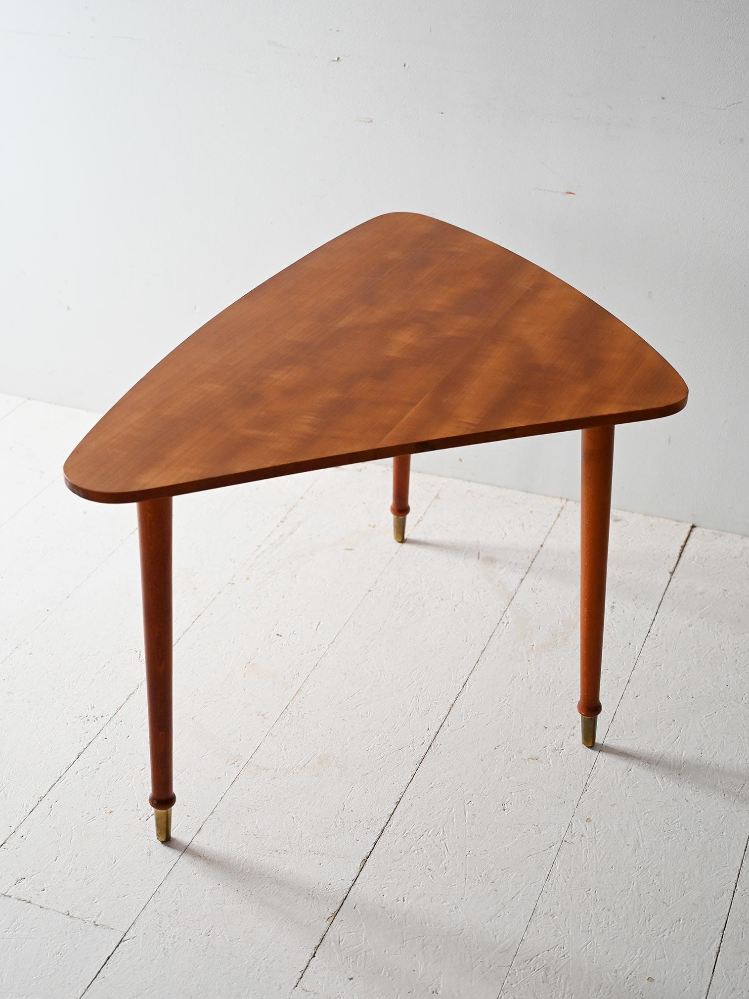 Mid-20th Century Scandinavian triangular 1950s mahogany coffee table For Sale
