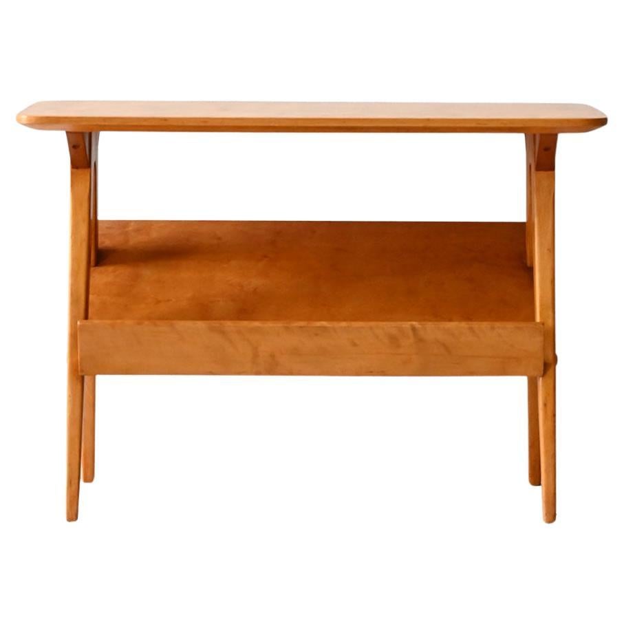 Table basse vintage scandinave avec présentoir en bouleau