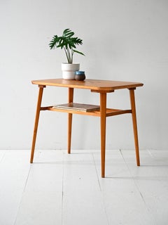 Table basse scandinave vintage en bouleau incrusté