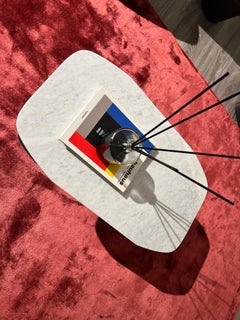 Senna coffee table in carrara marble and titanium finish steel frame