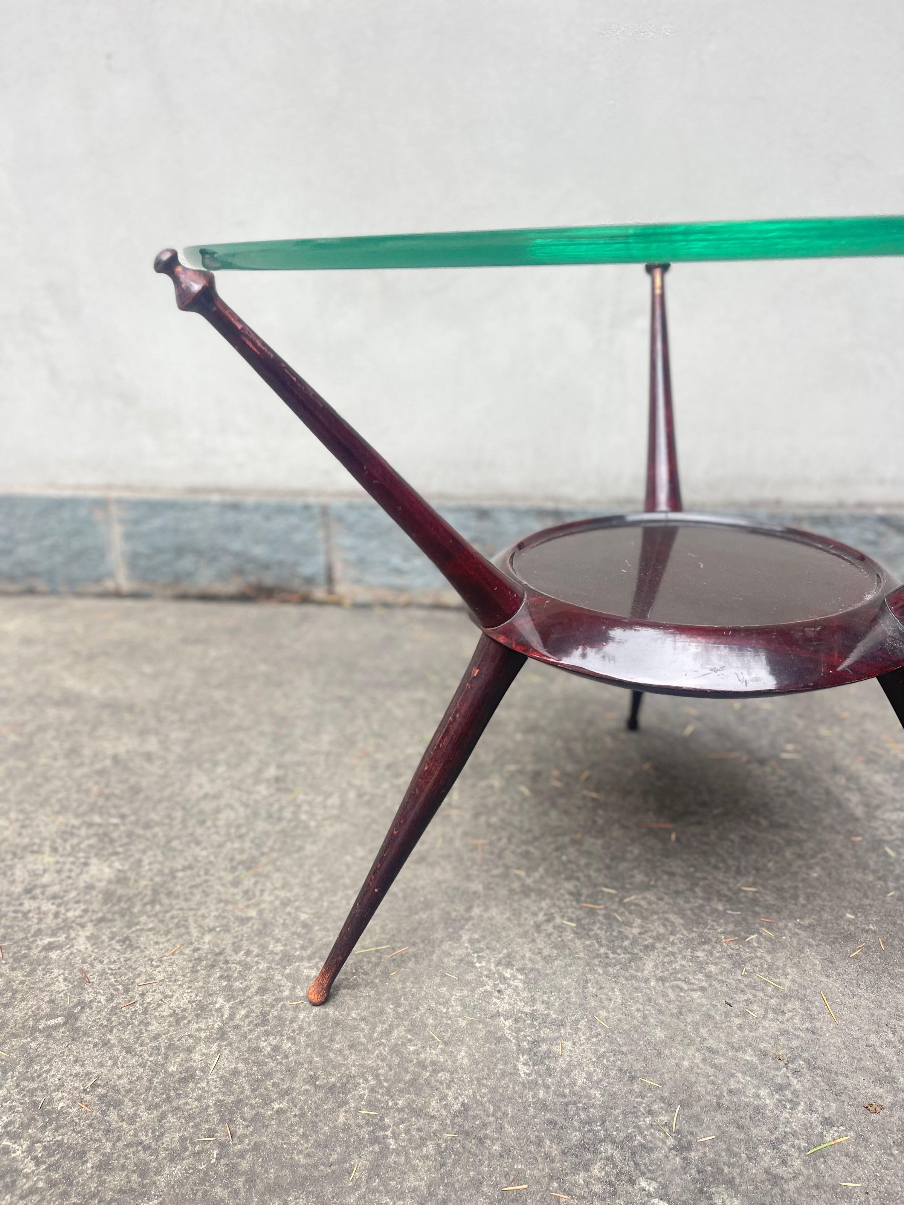 Tavolino Tondo Design 1950 - Mid Century - Vintage - Side Table - Glass Table 1