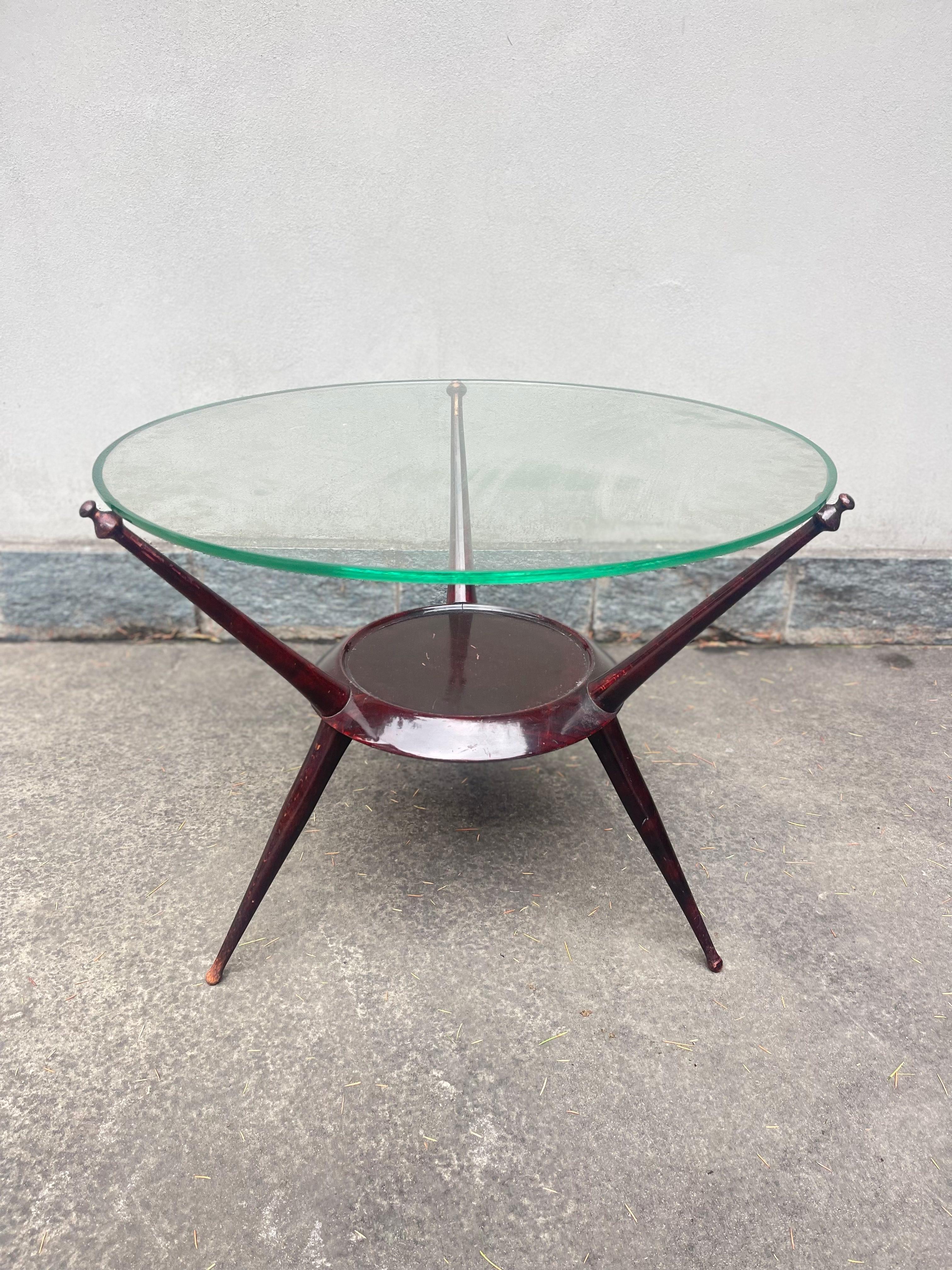 Tavolino Tondo Design 1950 - Mid Century - Vintage - Side Table - Glass Table 3