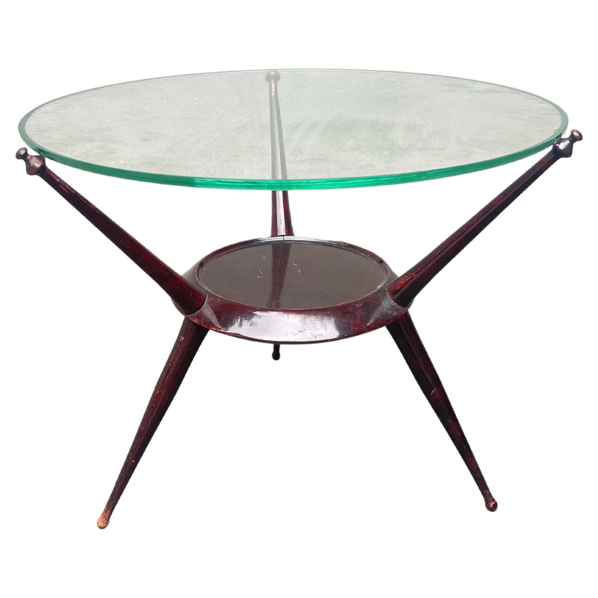 Tavolino Tondo Design 1950 - Mid Century - Vintage - Side Table - Glass Table