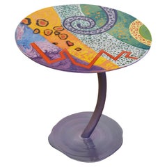 Tavolino Decorato Base Ferro Viola Cangiante Fatto a Mano da Cupioli Italia