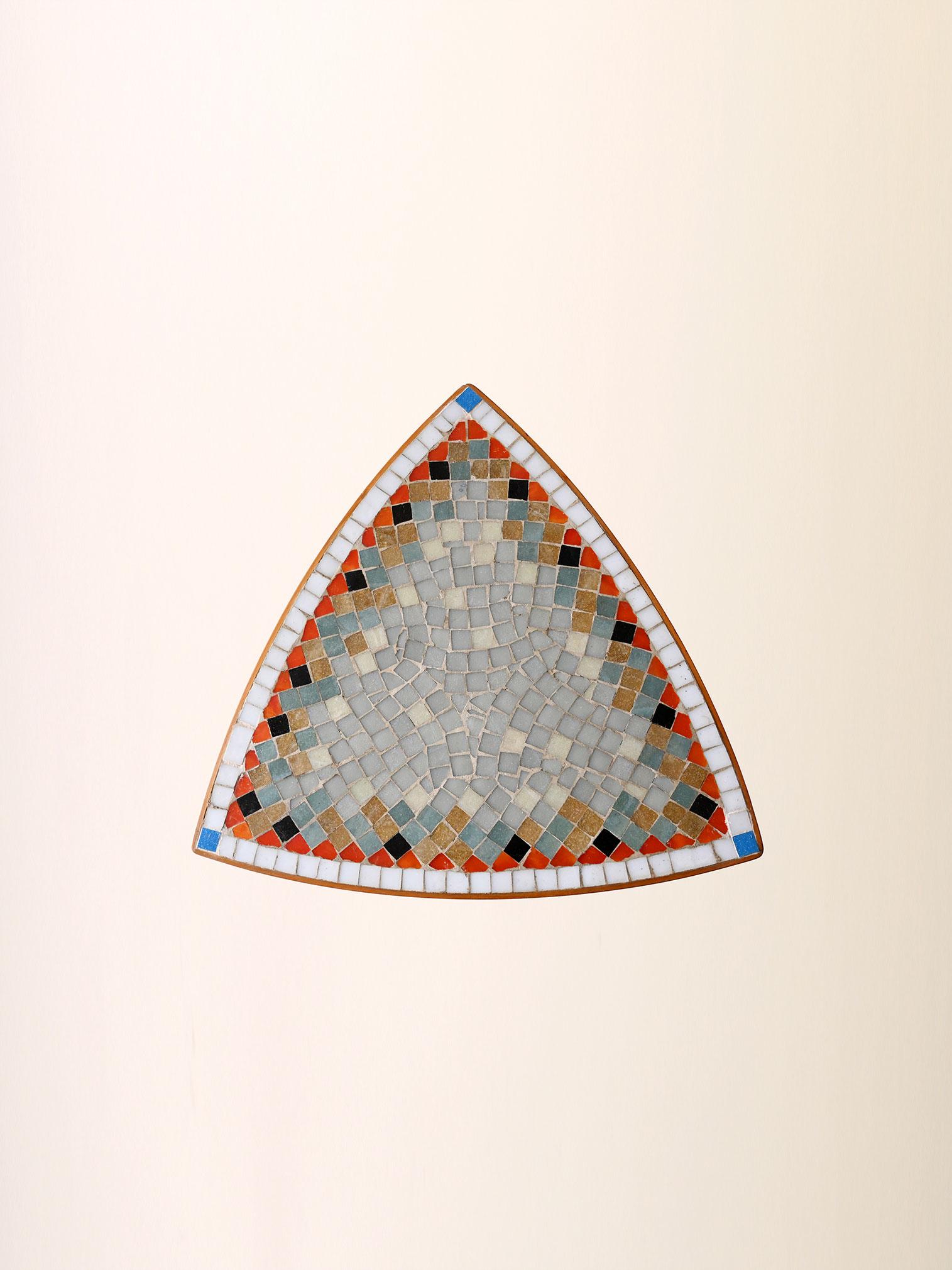 Scandinavian 1960s triangular coffee table with mosaic top For Sale 3