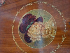 1940er Jahre Vintage Kirschholz Couchtisch - Handbemalt mit Portrait und Blumen