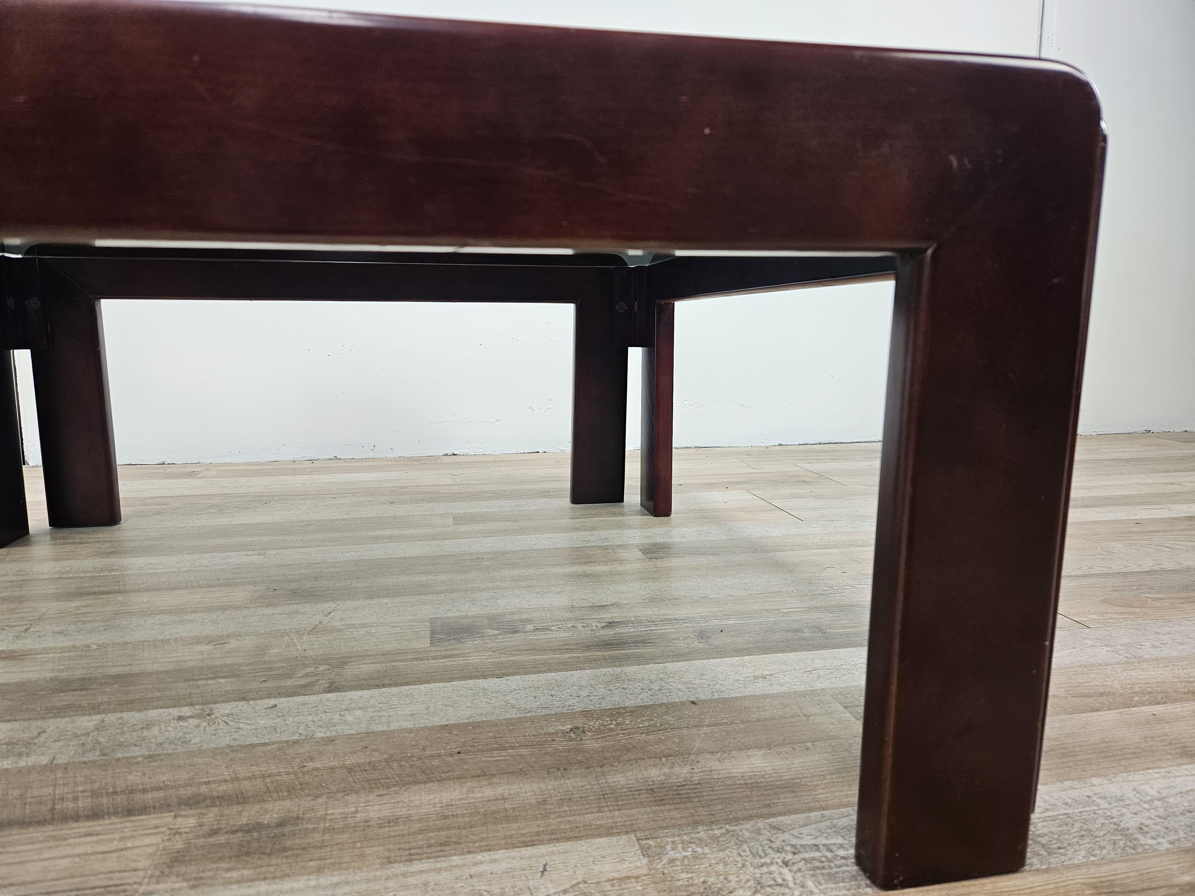 Table basse vintage des années 1960 par Afra et Tobia Scarpa pour Cassina avec verre fumé en vente 5