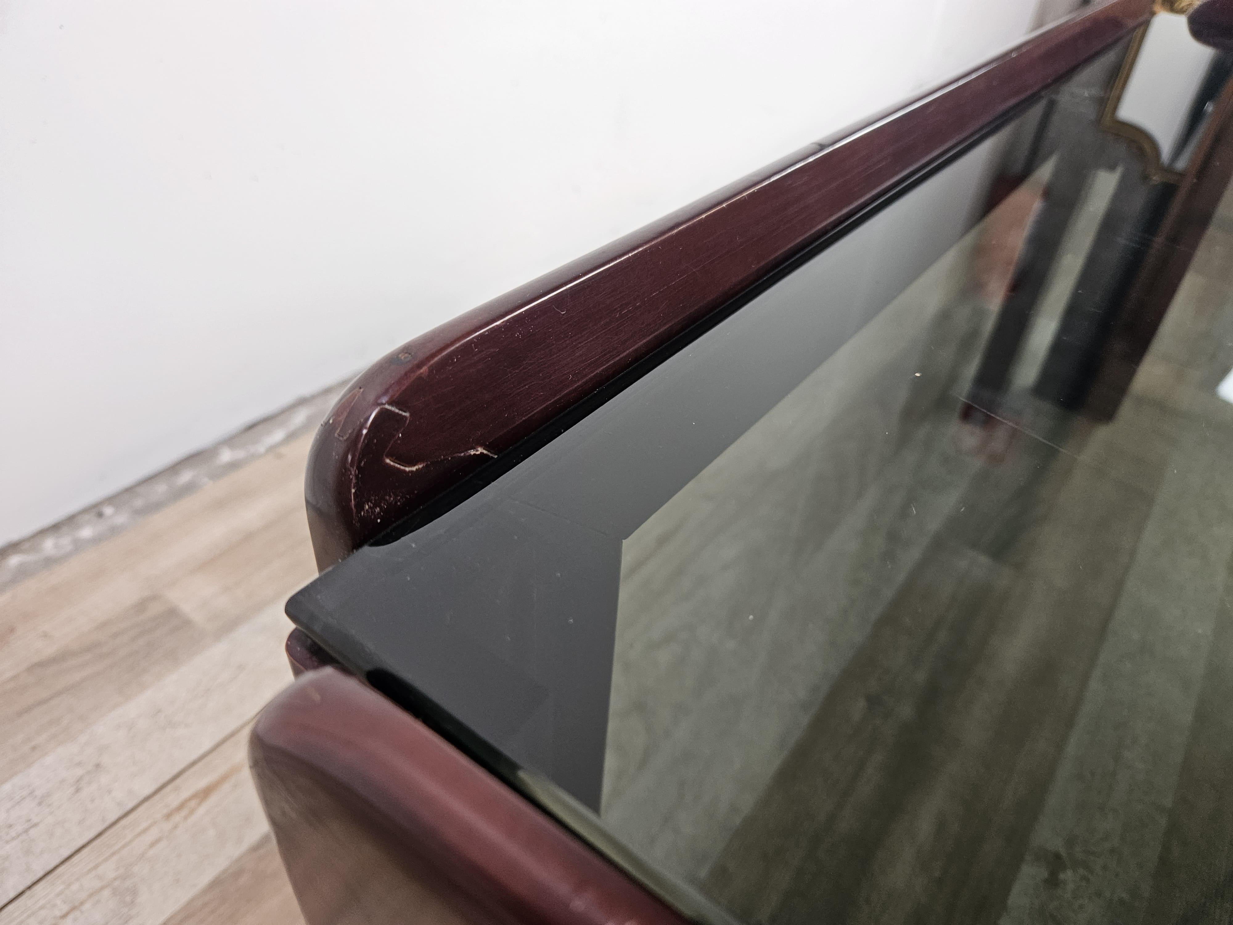 Table basse vintage des années 1960 par Afra et Tobia Scarpa pour Cassina avec verre fumé en vente 6