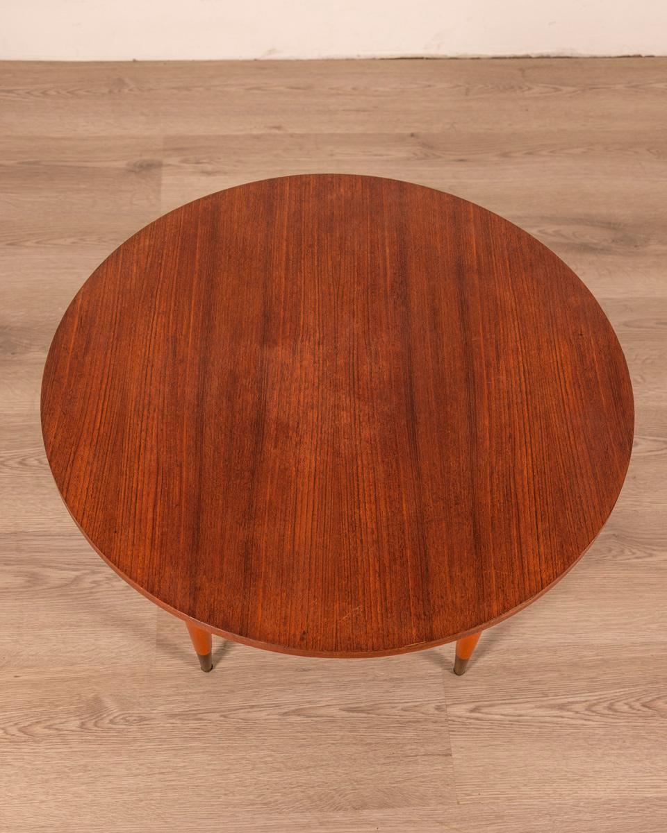 Vintage 60's wood and brass coffee table Italian design In Good Condition For Sale In None, IT