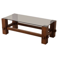 Mesa de centro vintage años 60 diseño madera y cristal Fontana Arte