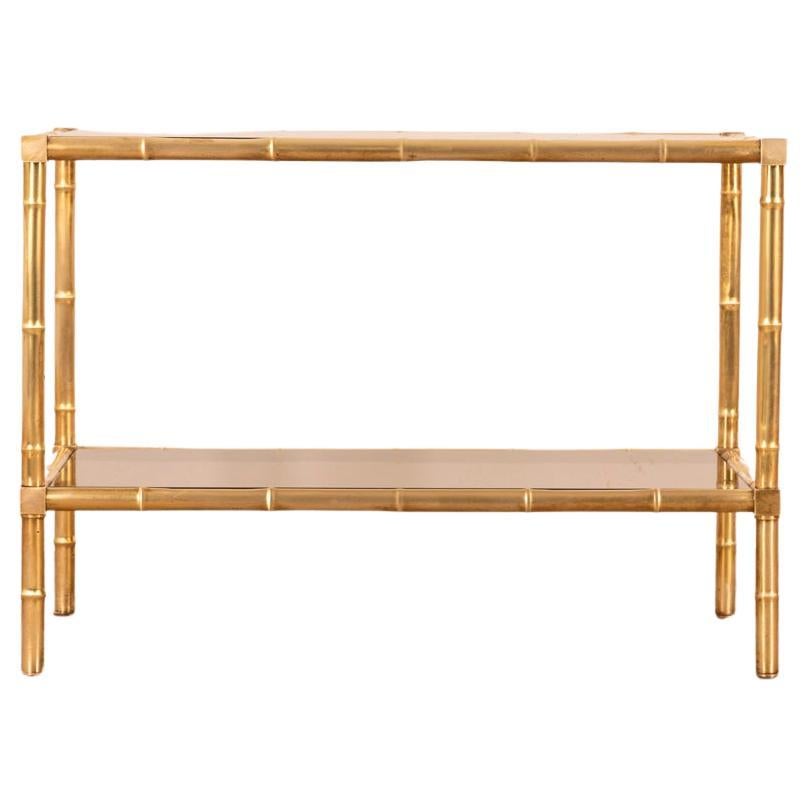 Vintage 60s brass bamboo and glass coffee table Italian design In Good Condition For Sale In None, IT