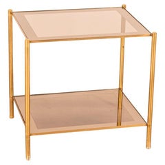Tavolino vintage anni 60 ottone dorato vetro design Italiano