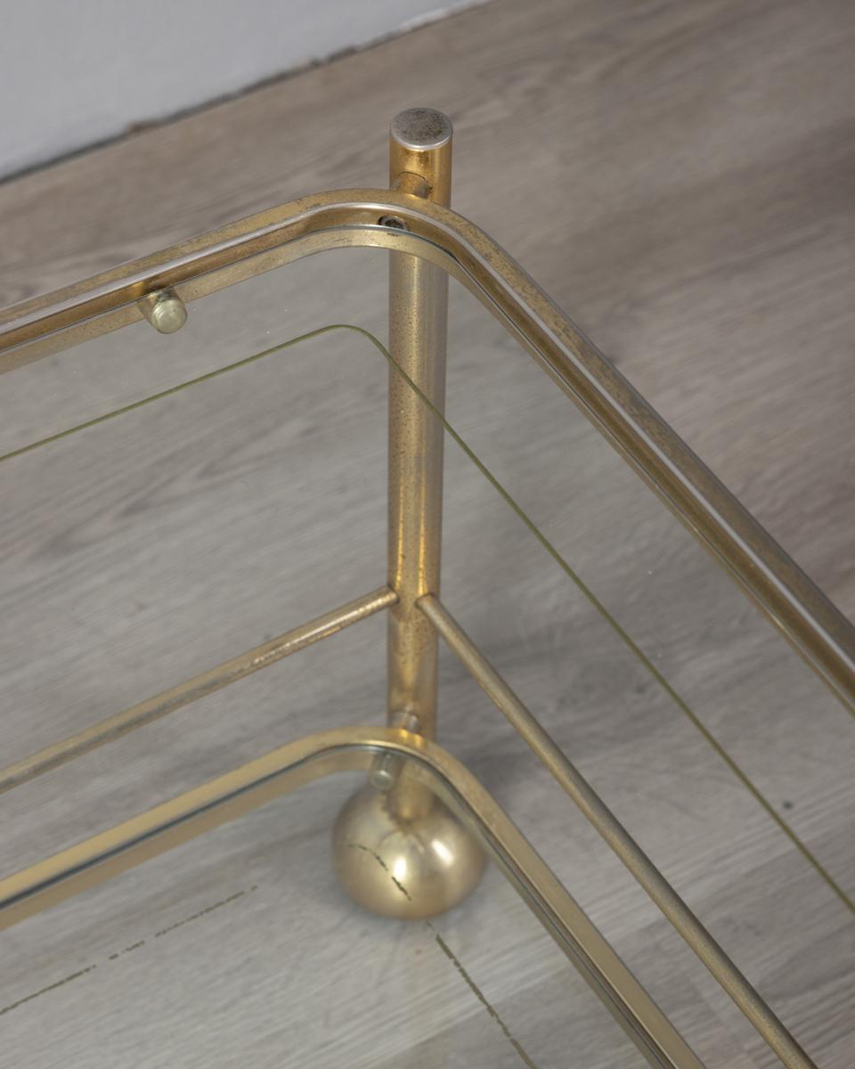 Tavolino vintage anni 70 in metallo dorato e vetro design Allegri Parma in vendita 3