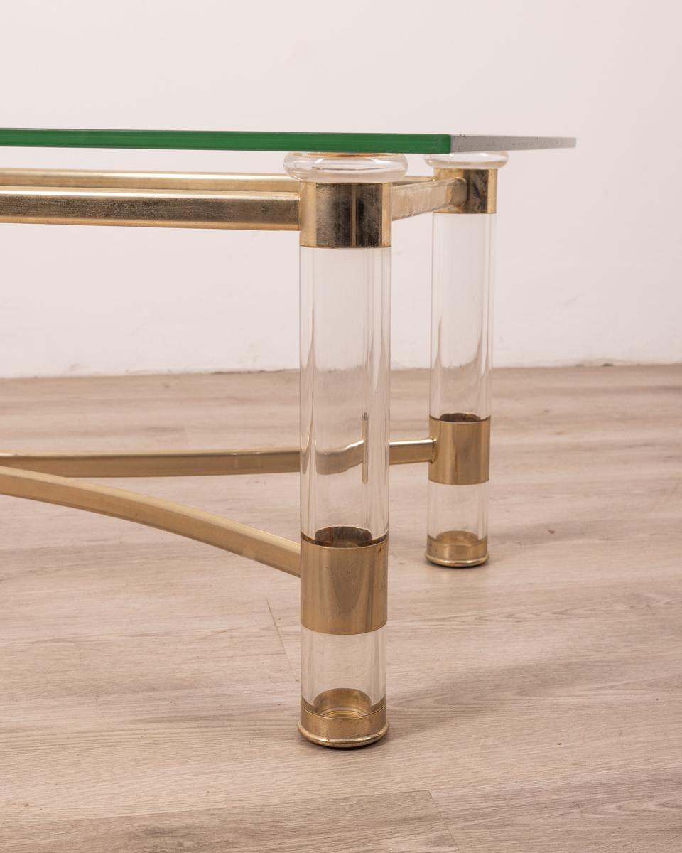 Tavolino vintage anni 70 in ottone e lucite design Sandro Petti per Metalarte in vendita 3