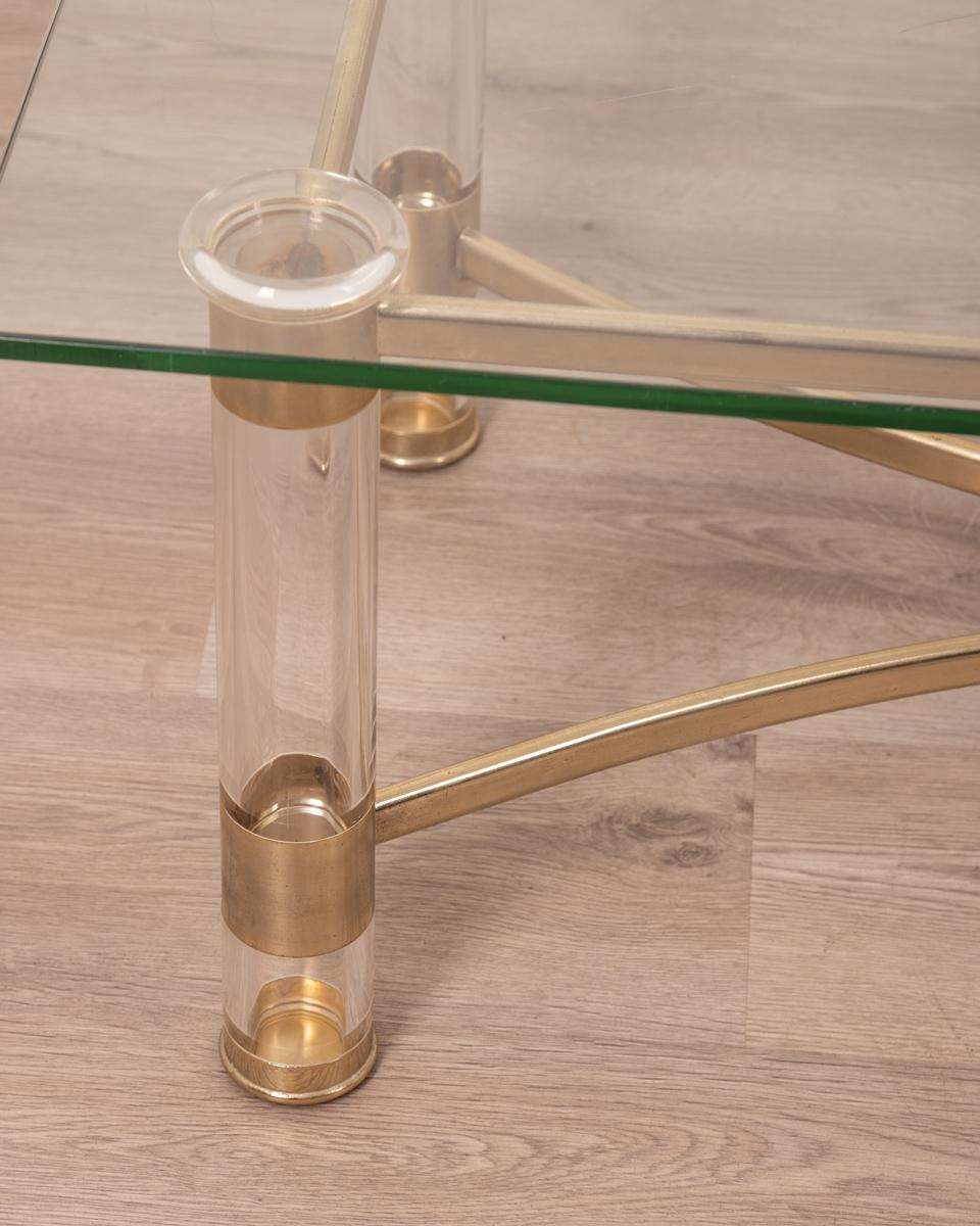 Italian Tavolino vintage anni 70 in ottone e lucite design Sandro Petti per Metalarte in vendita