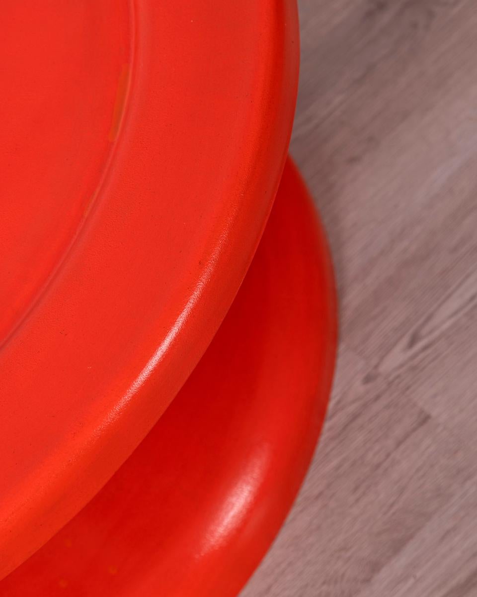 Late 20th Century Vintage 70's red plastic coffee table Italian design For Sale
