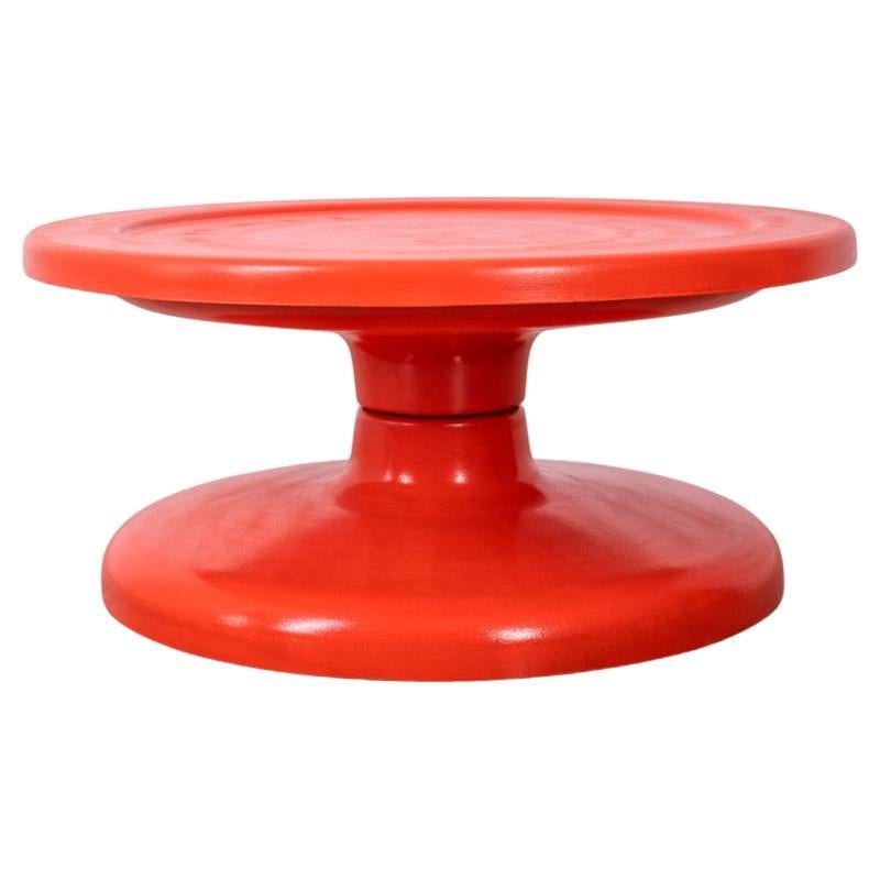 Vintage 70's red plastic coffee table Italian design For Sale