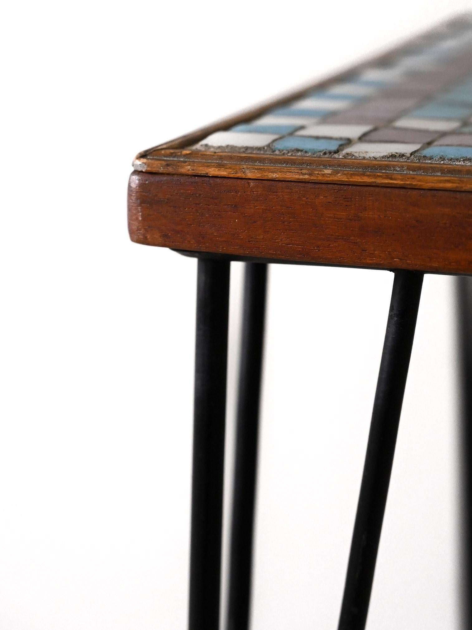 Métal Table basse vintage avec mosaïque en vente