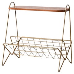 Tavolino vintage in legno e metallo