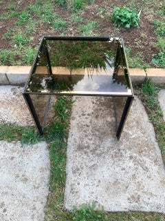 Willy Rizzo Vintage Couchtisch aus Messing und gehärtetem Glas 70er Jahre