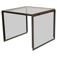 Tavolino Willy Rizzo vintage in ottone e vetro temperato 70s