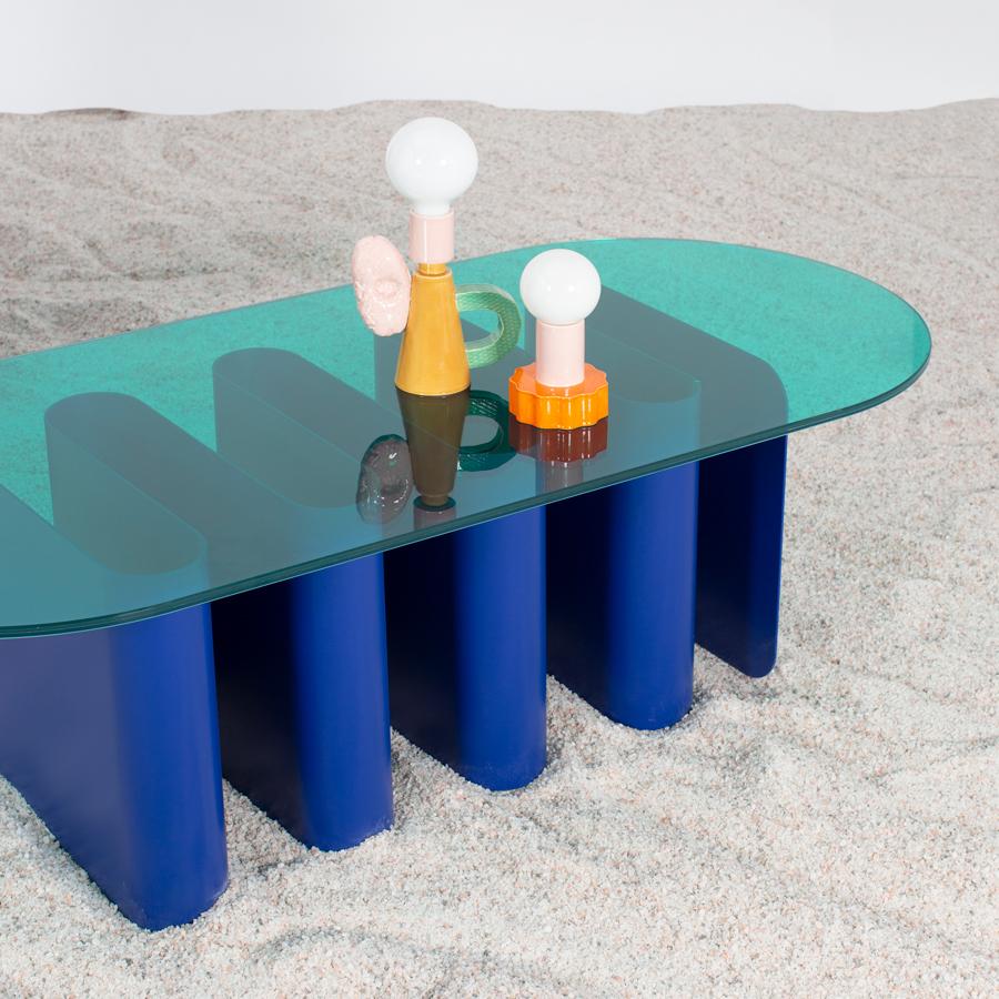 Tavolino2 Table d'appoint bleu aigue-marine par Pulpo en vente 2