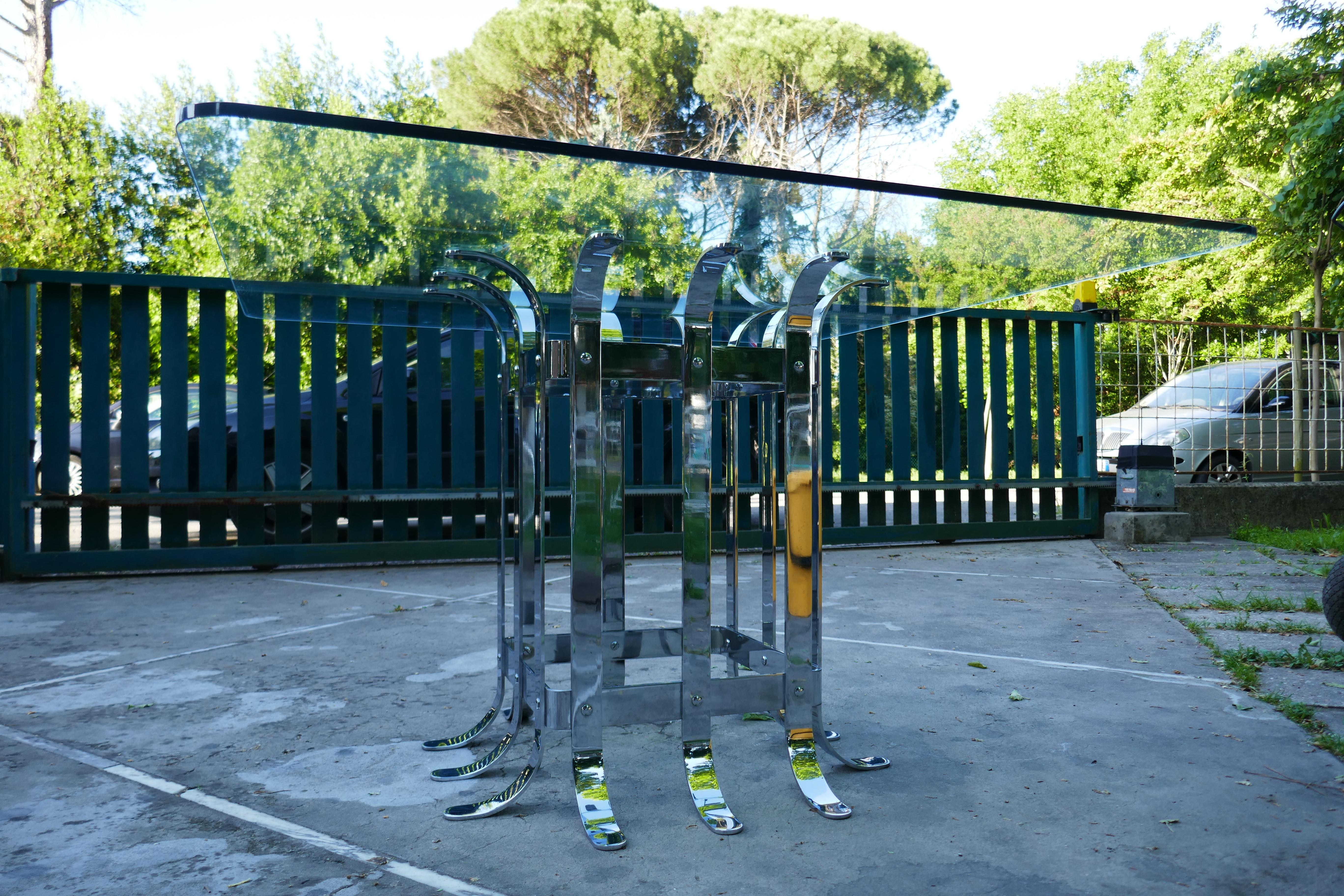 Tavolo acciaio e vetro in vendita 6