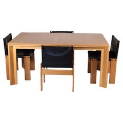 Vintage Extending table model "Mou and 4 chairs Monk Nere Afra & Tobia Scarpa, Molteni