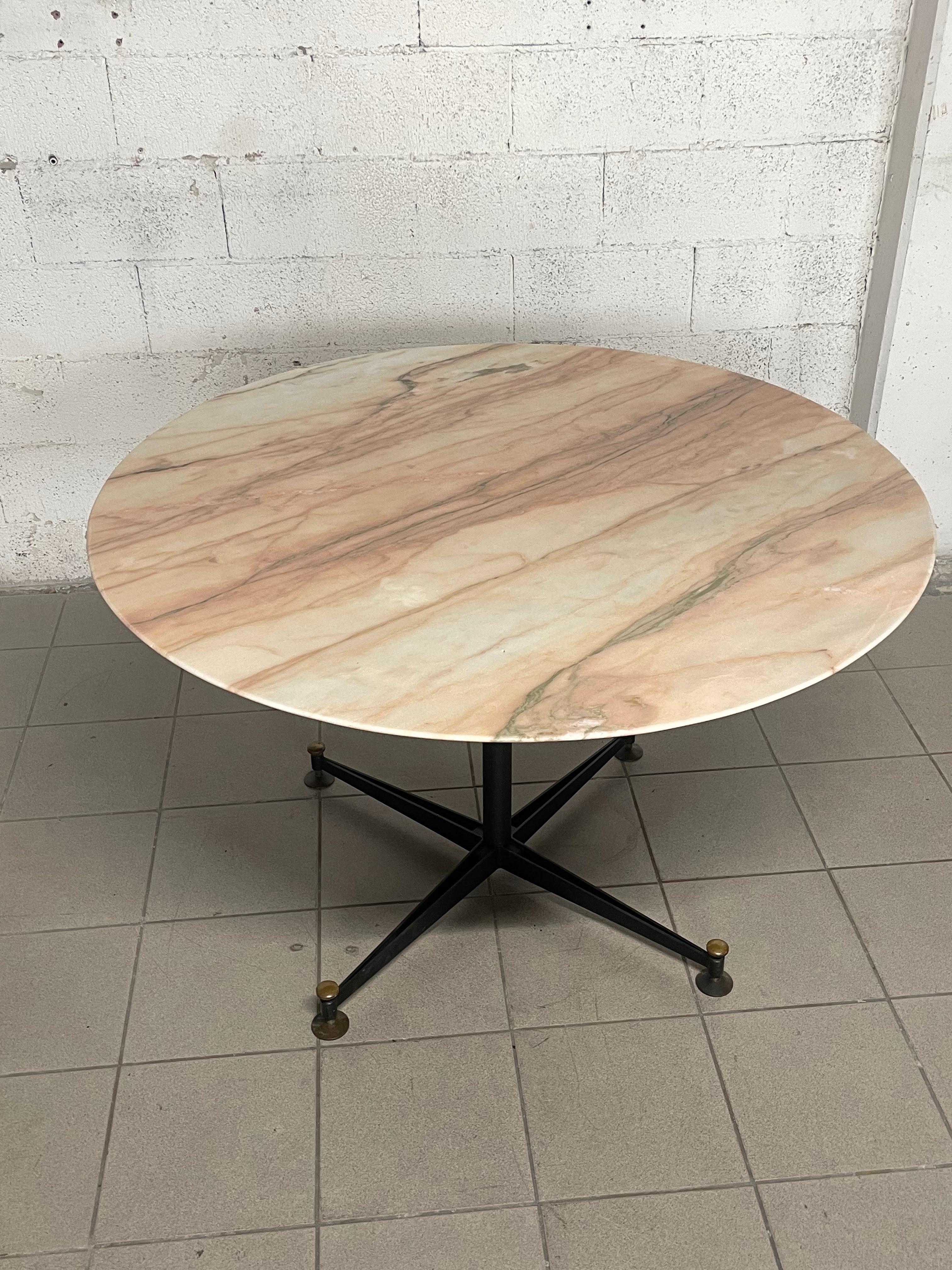 Mid-Century Modern 1950s iron and marble table