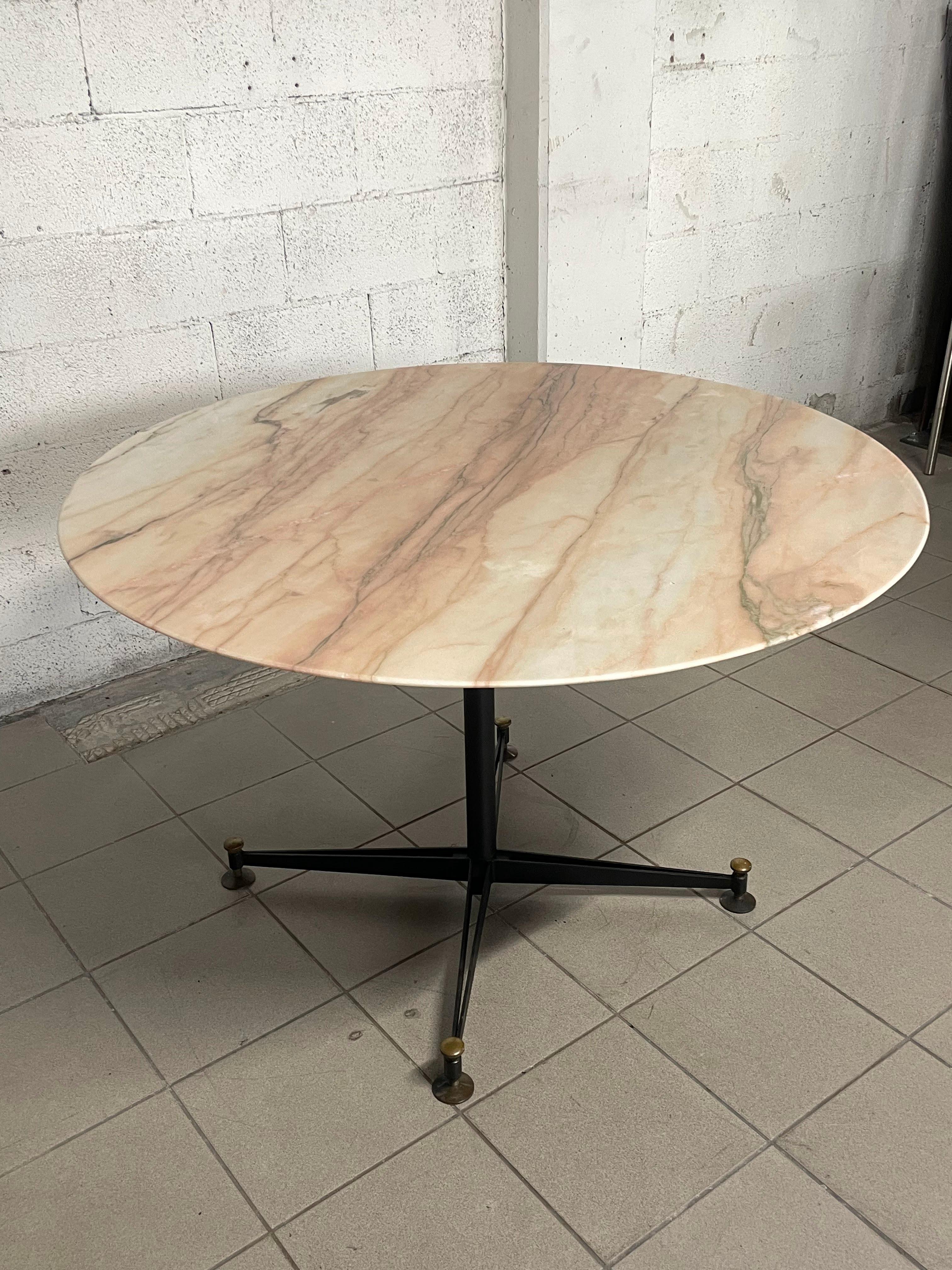 Italian 1950s iron and marble table