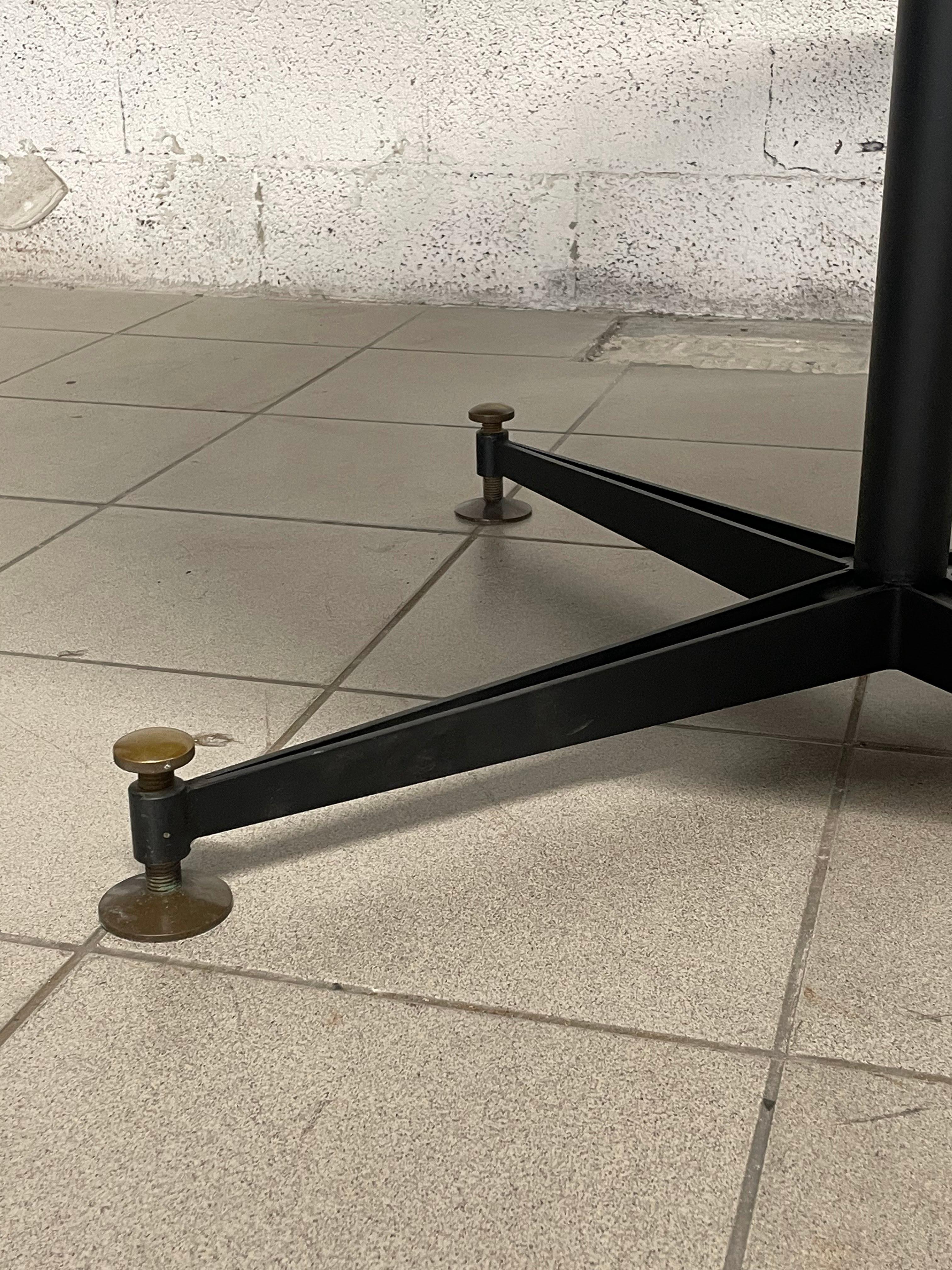 Brass 1950s iron and marble table