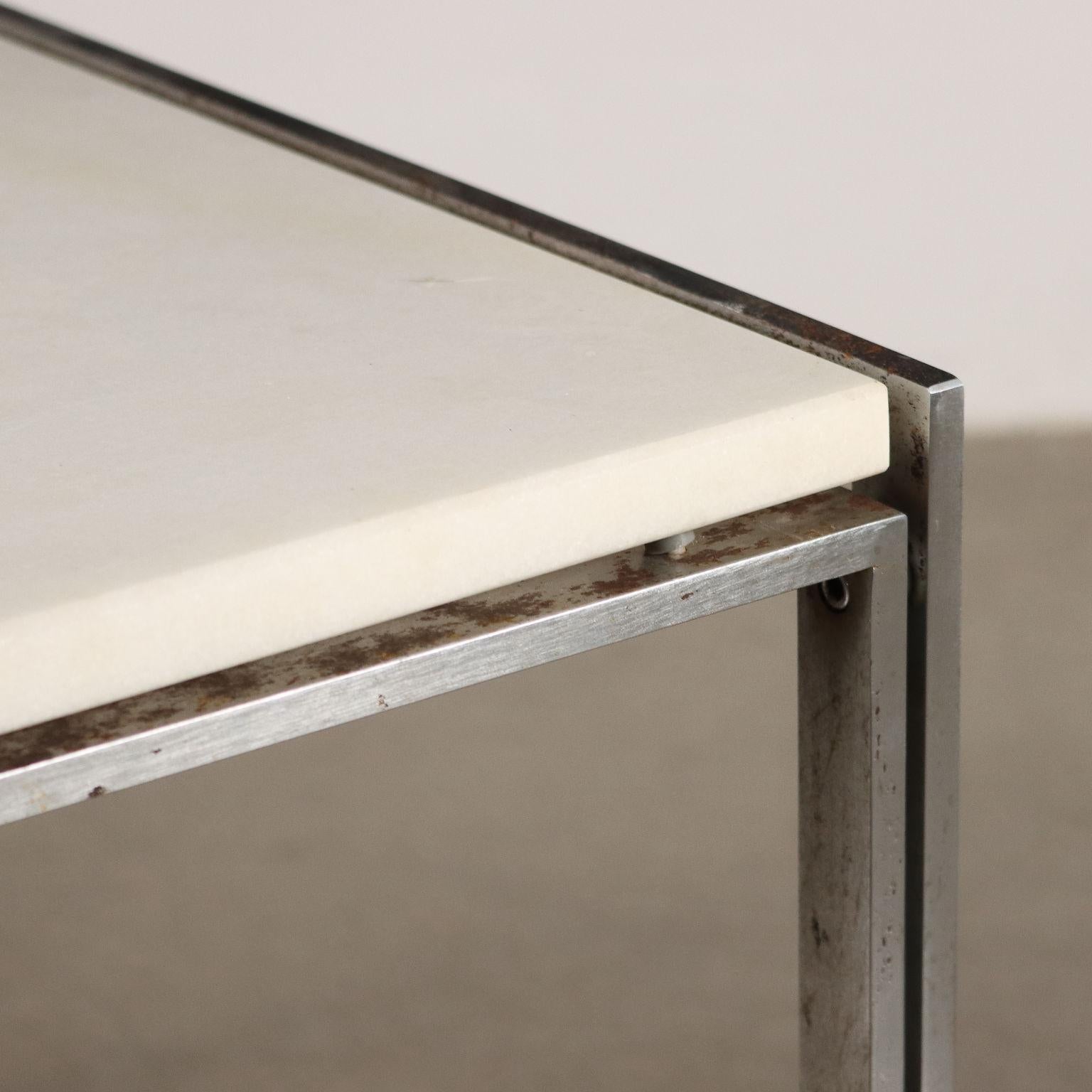 Mid-Century Modern Table Ross Littel des années 1960 pour ICF, en marbre blanc en vente