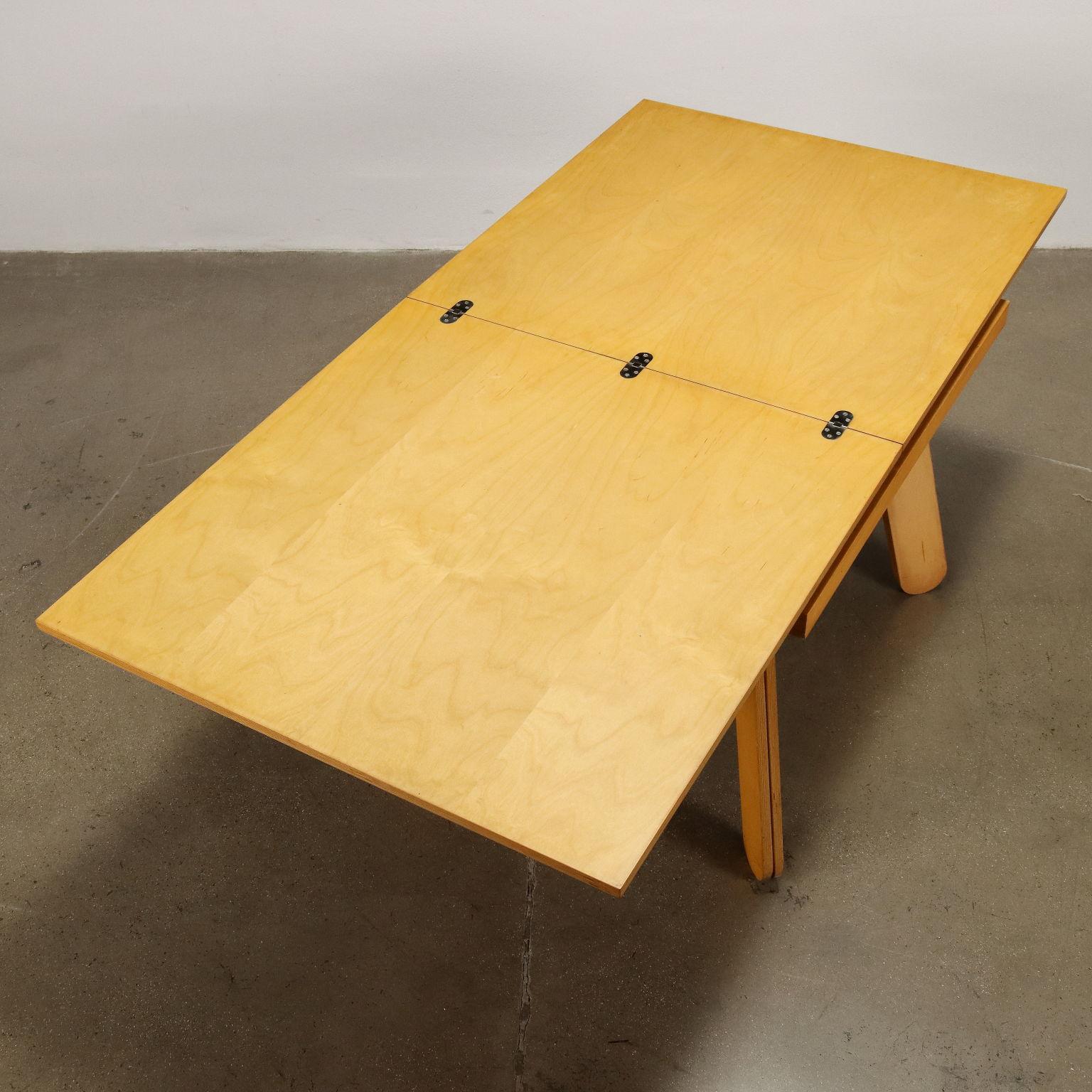 Mid-Century Modern 70s-80s table, made of light brown poplar wood For Sale