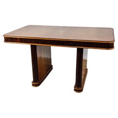 Art Deco mahogany and blond walnut table