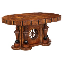 Art Deco oval walnut table