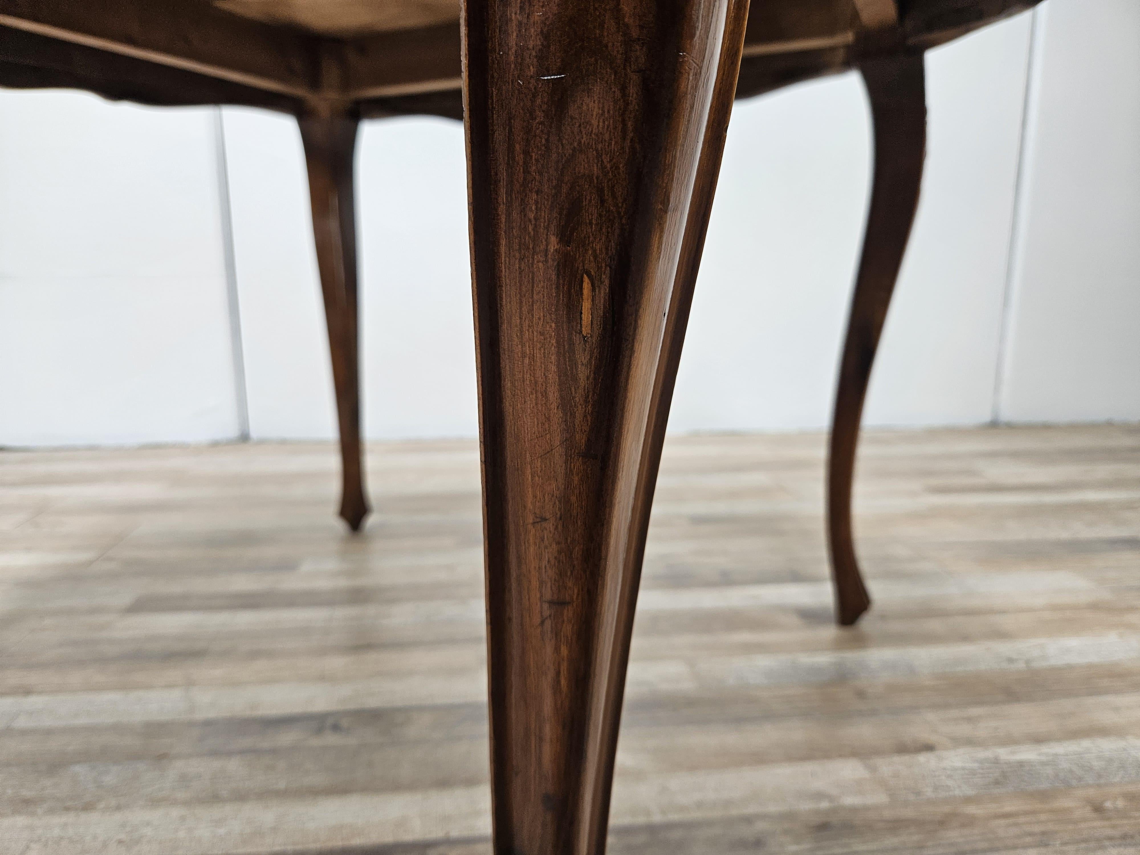 Baroque 20th century walnut and maple table For Sale 13