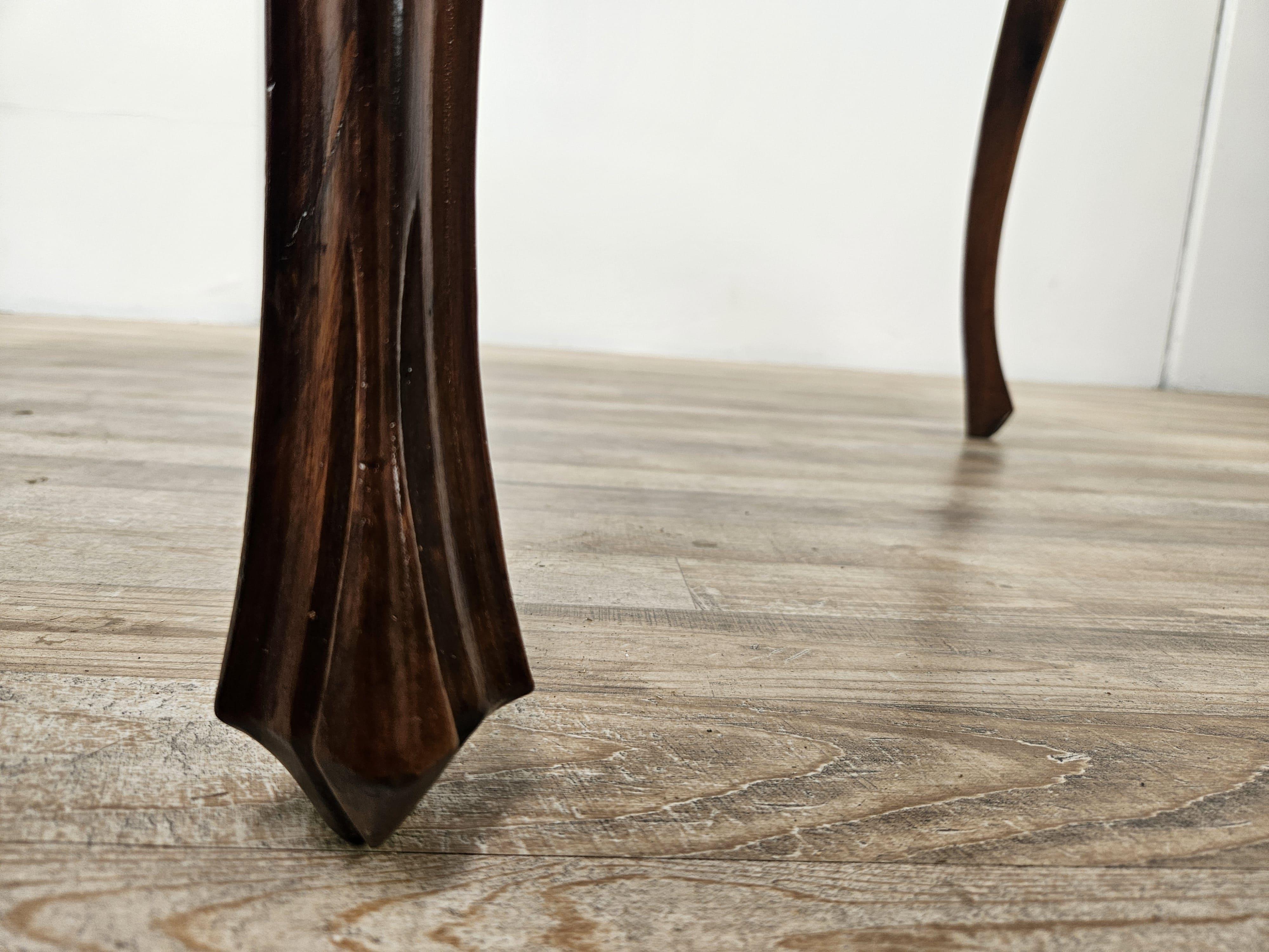 Baroque 20th century walnut and maple table For Sale 14