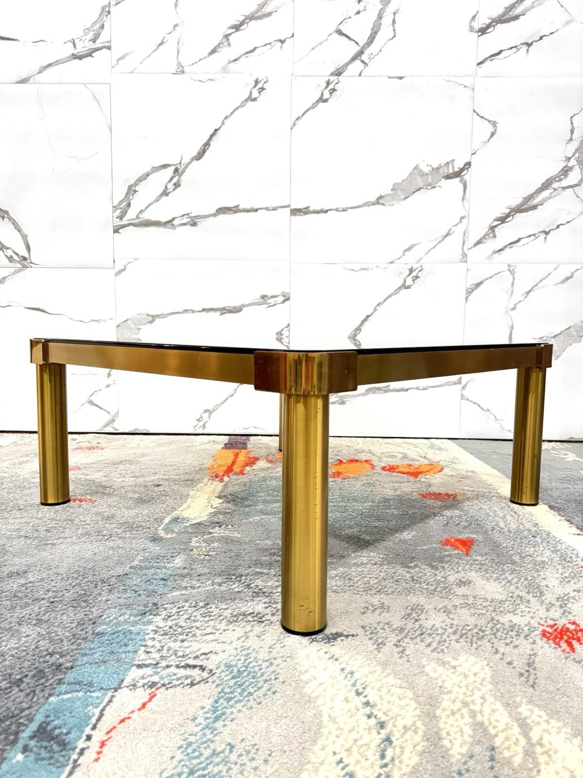 Tavolo Basso Da Salotto In Ottone Hollywood Regency Anni ‘70 en venta 2