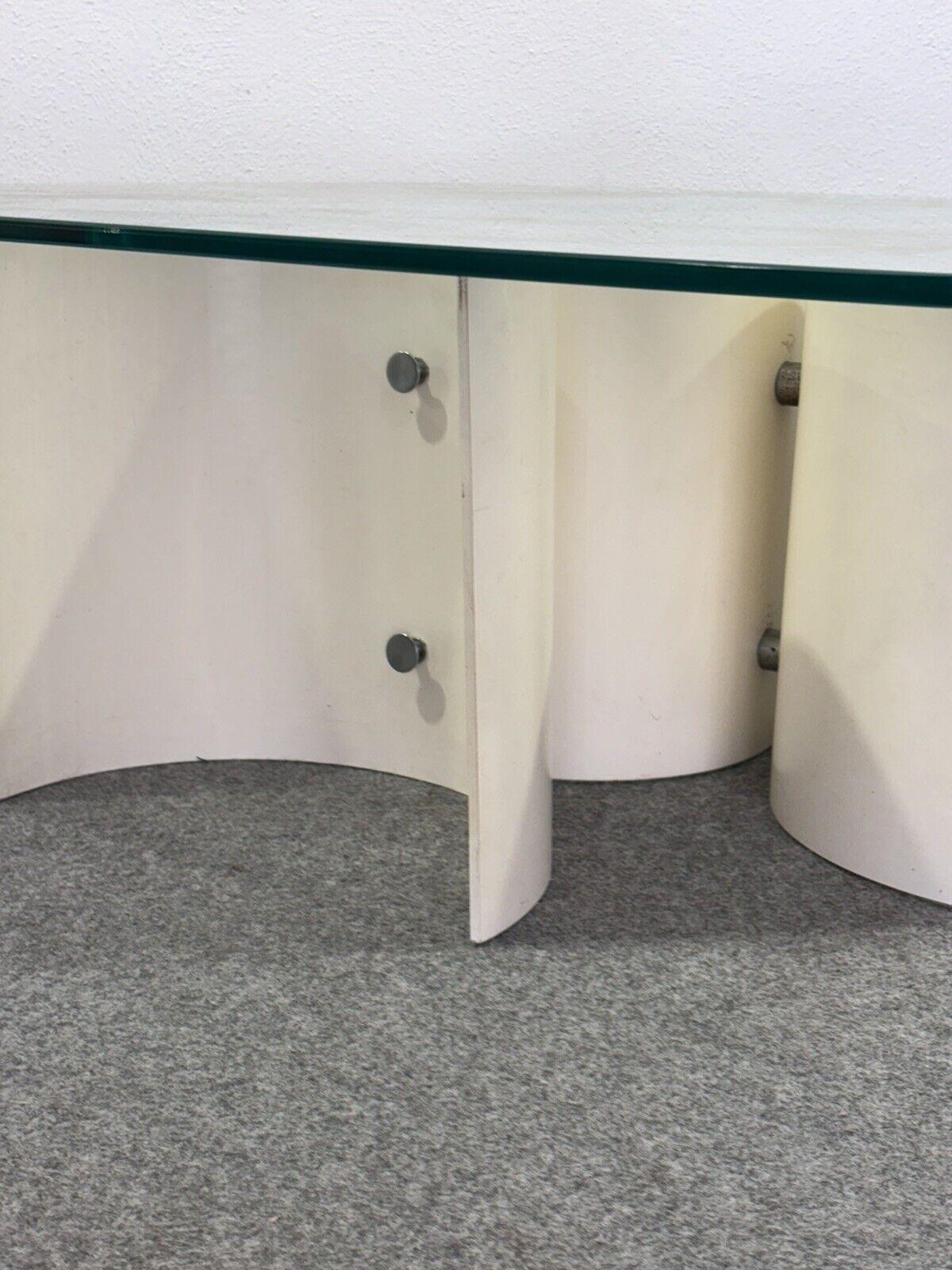 Cristal Table basse de salle à manger en bois incurvée de l'ère spatiale Design moderne des années 1970 en vente