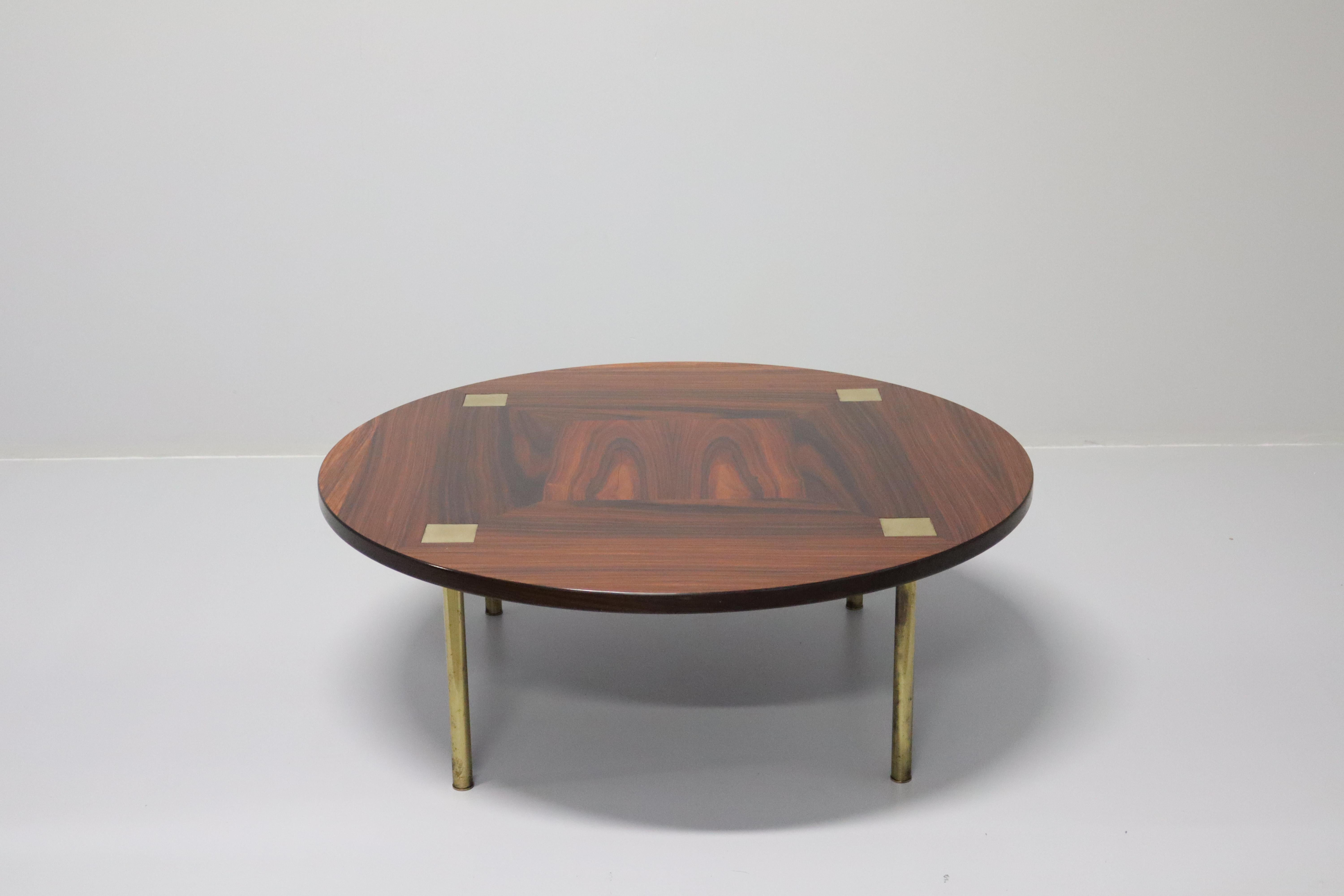 Low Table by Ettore Sottsass in Wood and Brass by Poltronova 1950s For Sale 4
