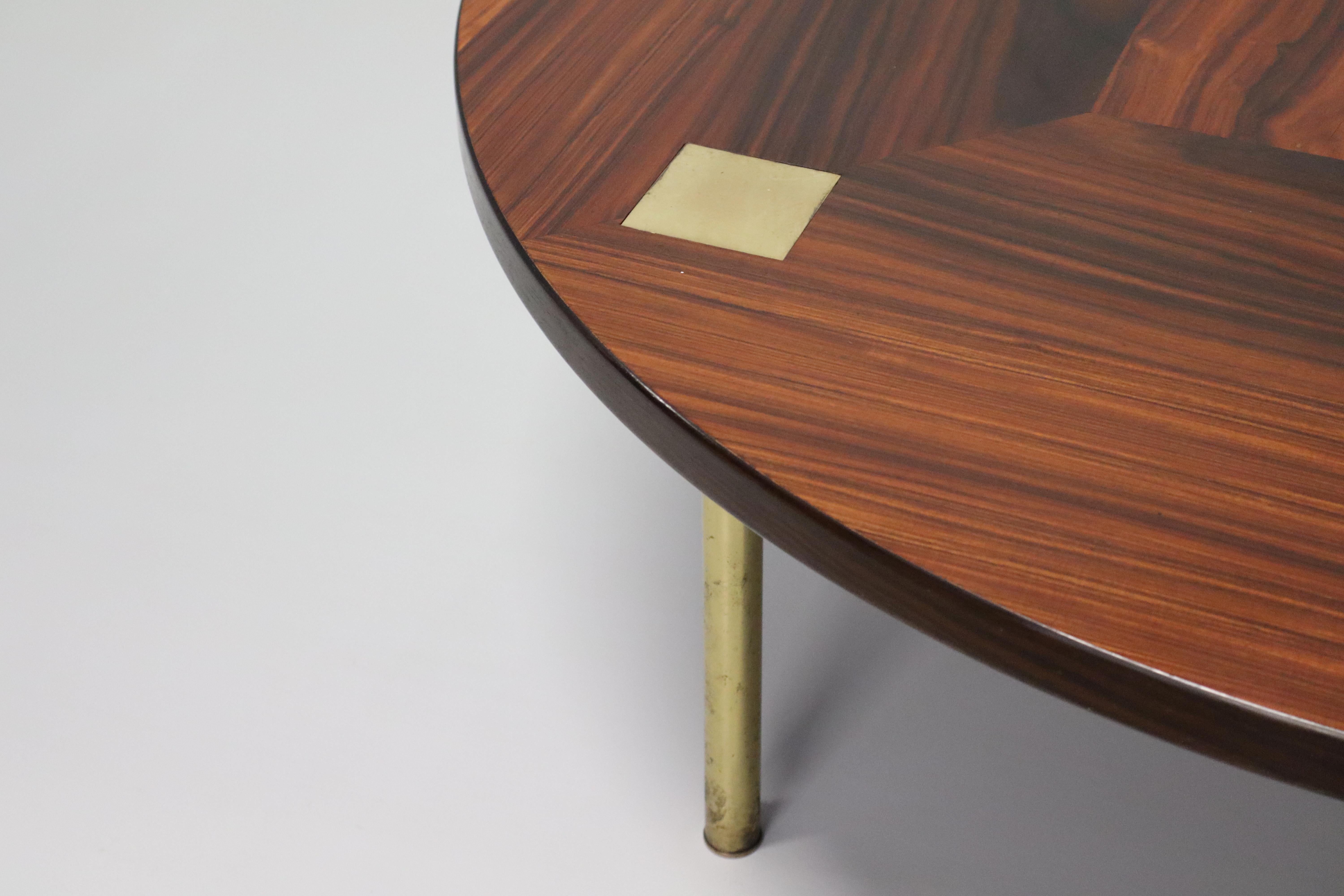 Mid-20th Century Low Table by Ettore Sottsass in Wood and Brass by Poltronova 1950s For Sale