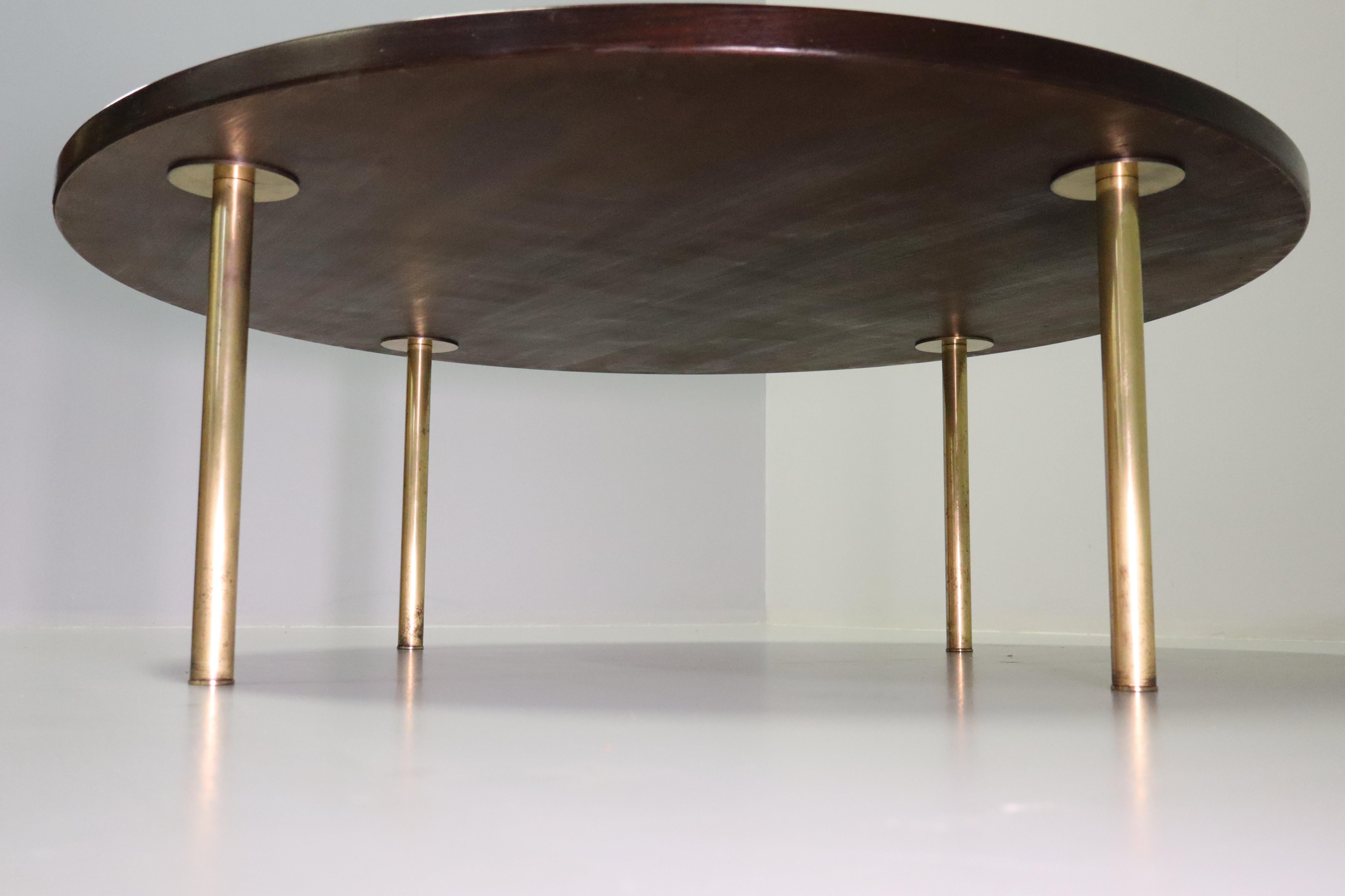 Low Table by Ettore Sottsass in Wood and Brass by Poltronova 1950s For Sale 1